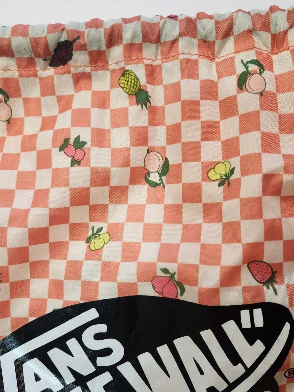 Vans Checkered Fruit Drawstring Backpack Peach - Picture 2 of 3